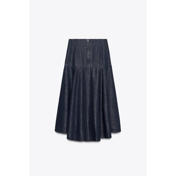 ZARA ZW COLLECTION DENIM MIDI SKIRT - Picture 7 of 8